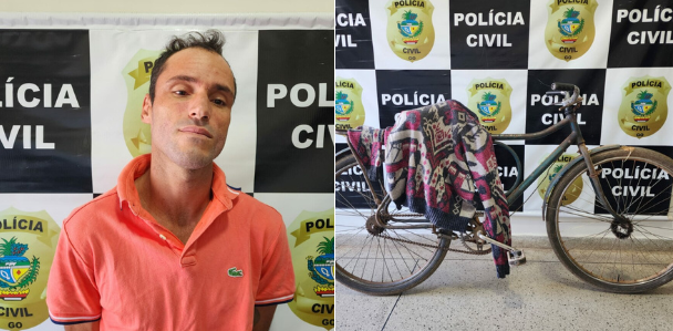 Polícia Civil prende Adriano Quirino dos Santos, autor de roubo violento e reincidente em crimes de homicídio e roubo a comércio. Foto: Divulgação PCGO