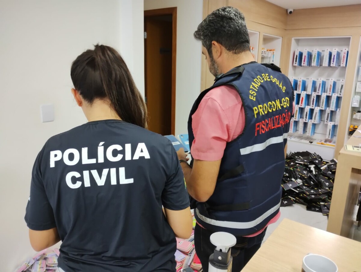 Polícia Civil e Procon Goiás apreendem produtos falsificados em Goiânia. Foto: Divulgação PCGO