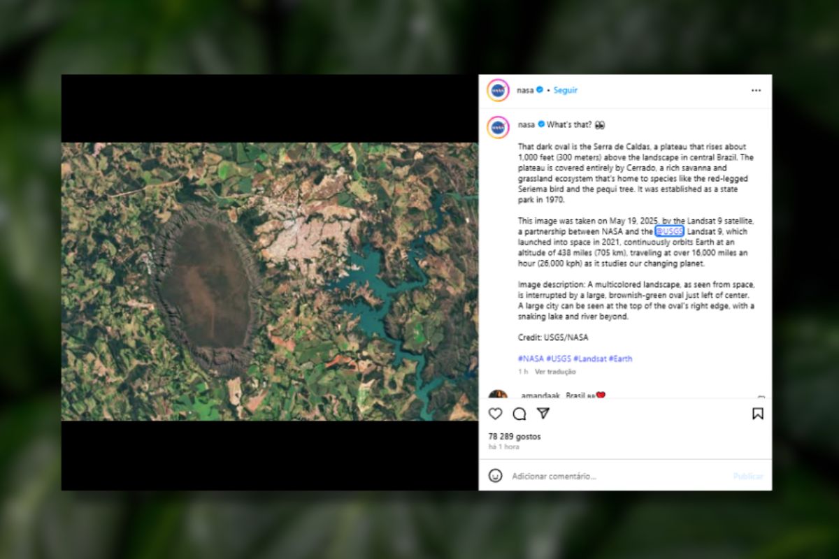 Nasa publica imagem aérea do Parque Estadual da Serra de Caldas Novas