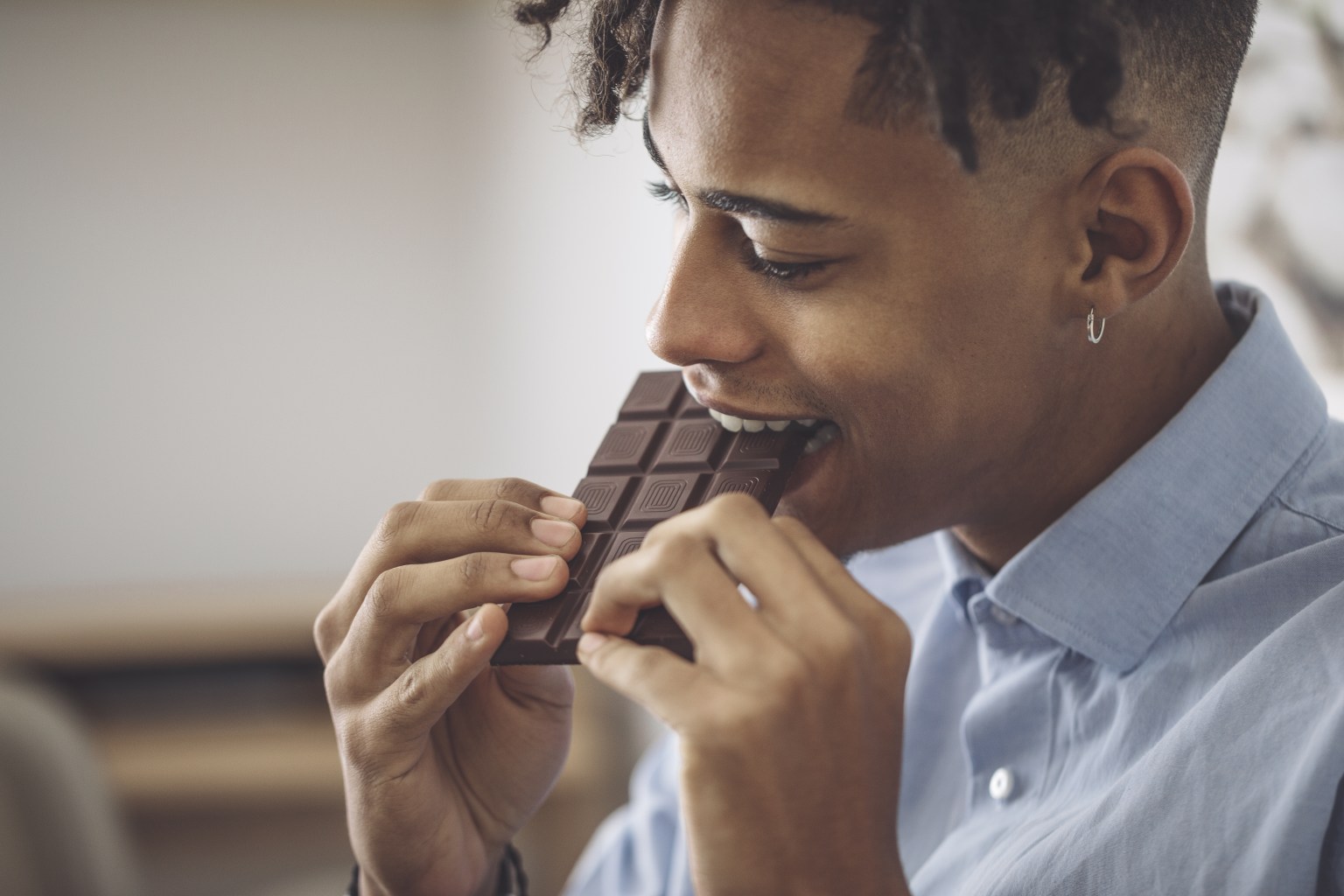 Eating chocolate