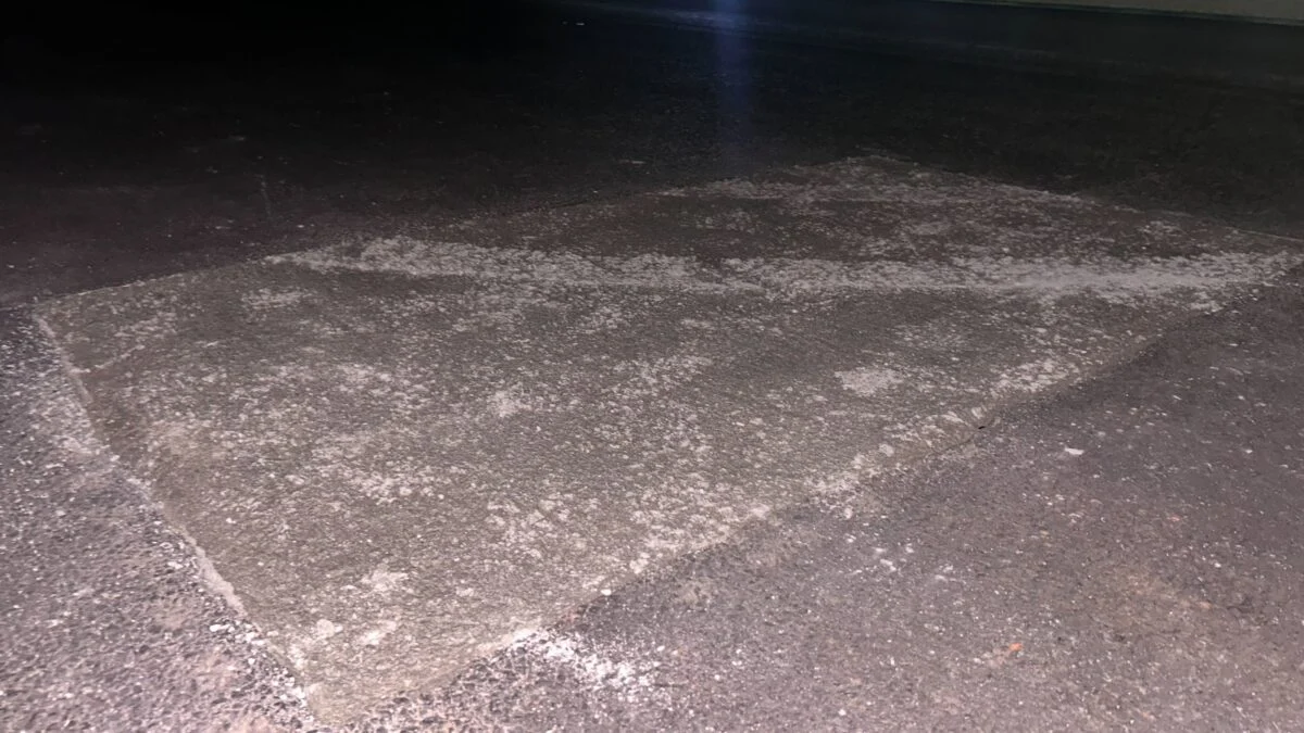 O buraco, agora fechado, na pista de Goiânia (Foto: Pedro Prado/Grande Prêmio)