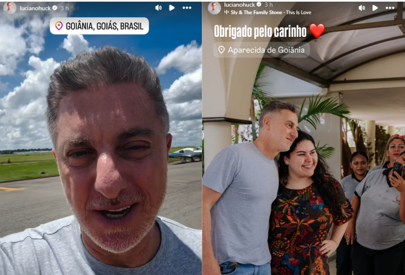 Luciano Huck elogiou o estado ao desembarcar em Goiânia: "Adoro essa terra".