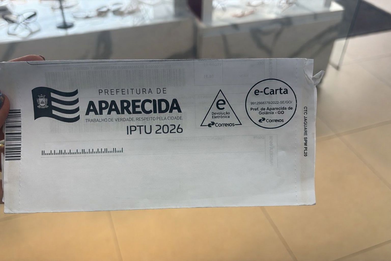 Aparecida - Prefeitura substitui carnê tradicional por carta com código de barras e moderniza cobrança de tributos