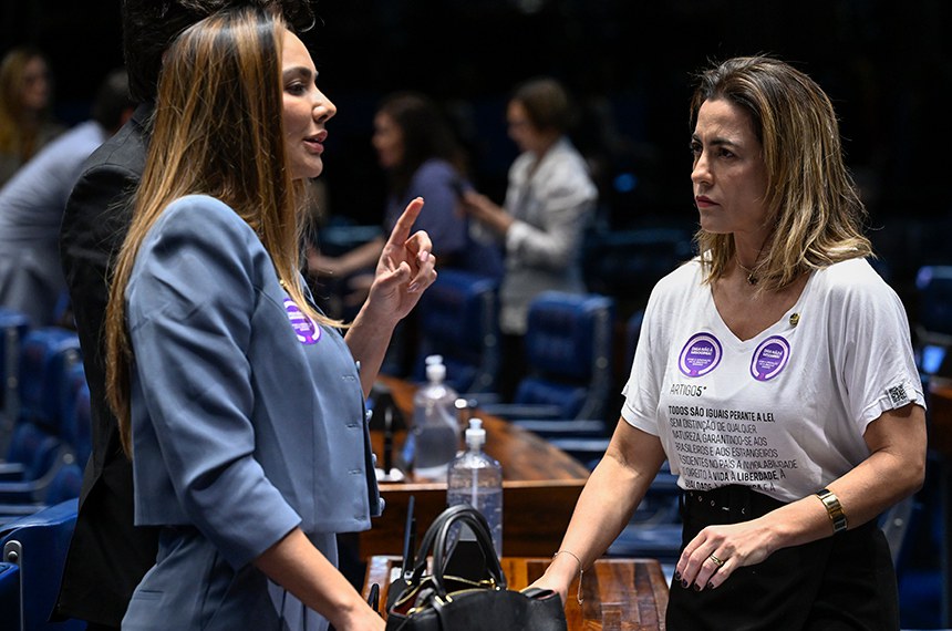 Ana Paula Lobato, autora, e Soraya Thronicke, relatora, na discussão do projeto - Agência Senado