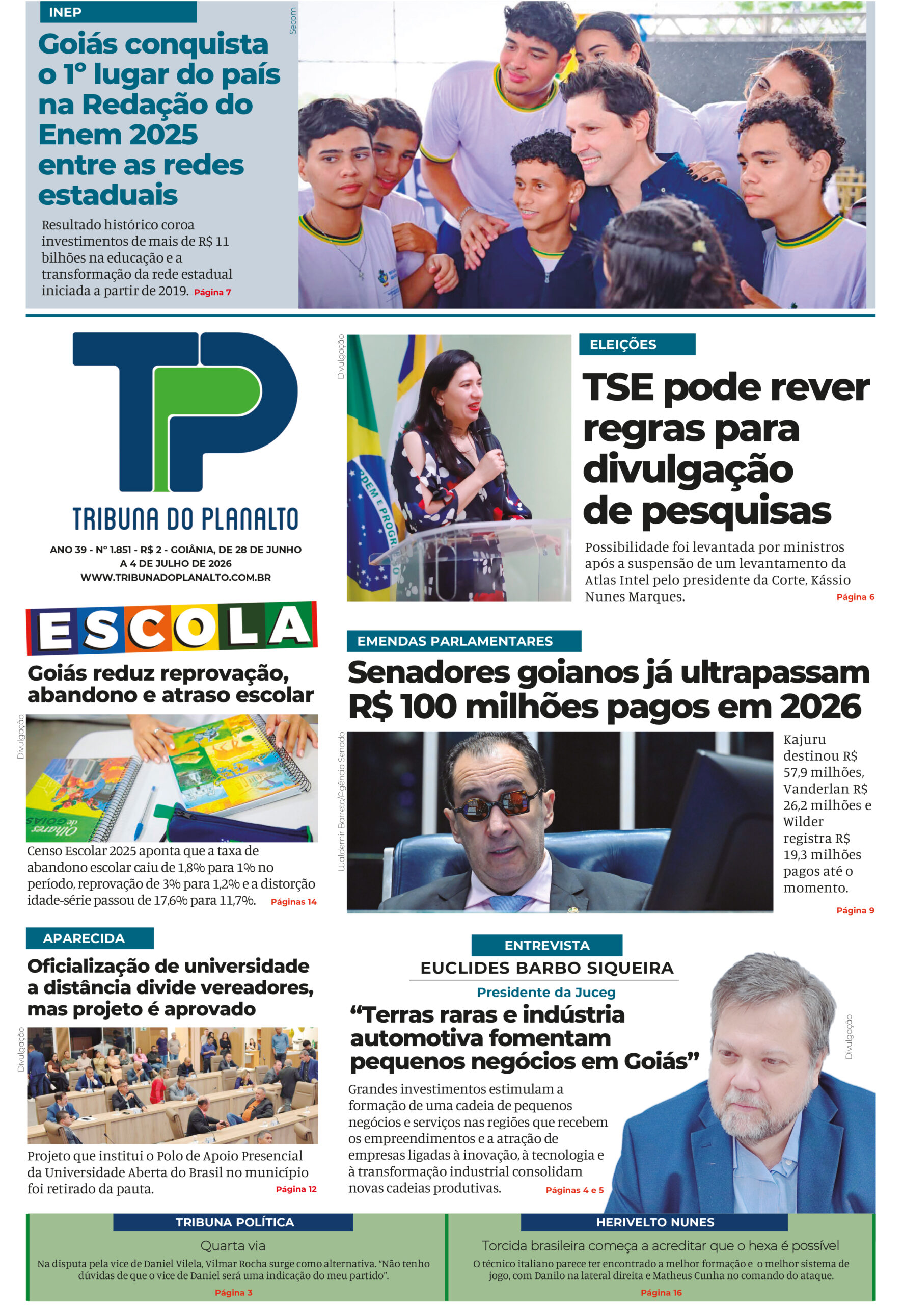 Grade TRIBUNA DO PLANALTO - LIMPA - 16 paginas - edição 1851 impressa