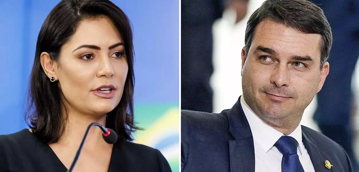 michelle-bolsonaro-e-flávio-bolsonaro