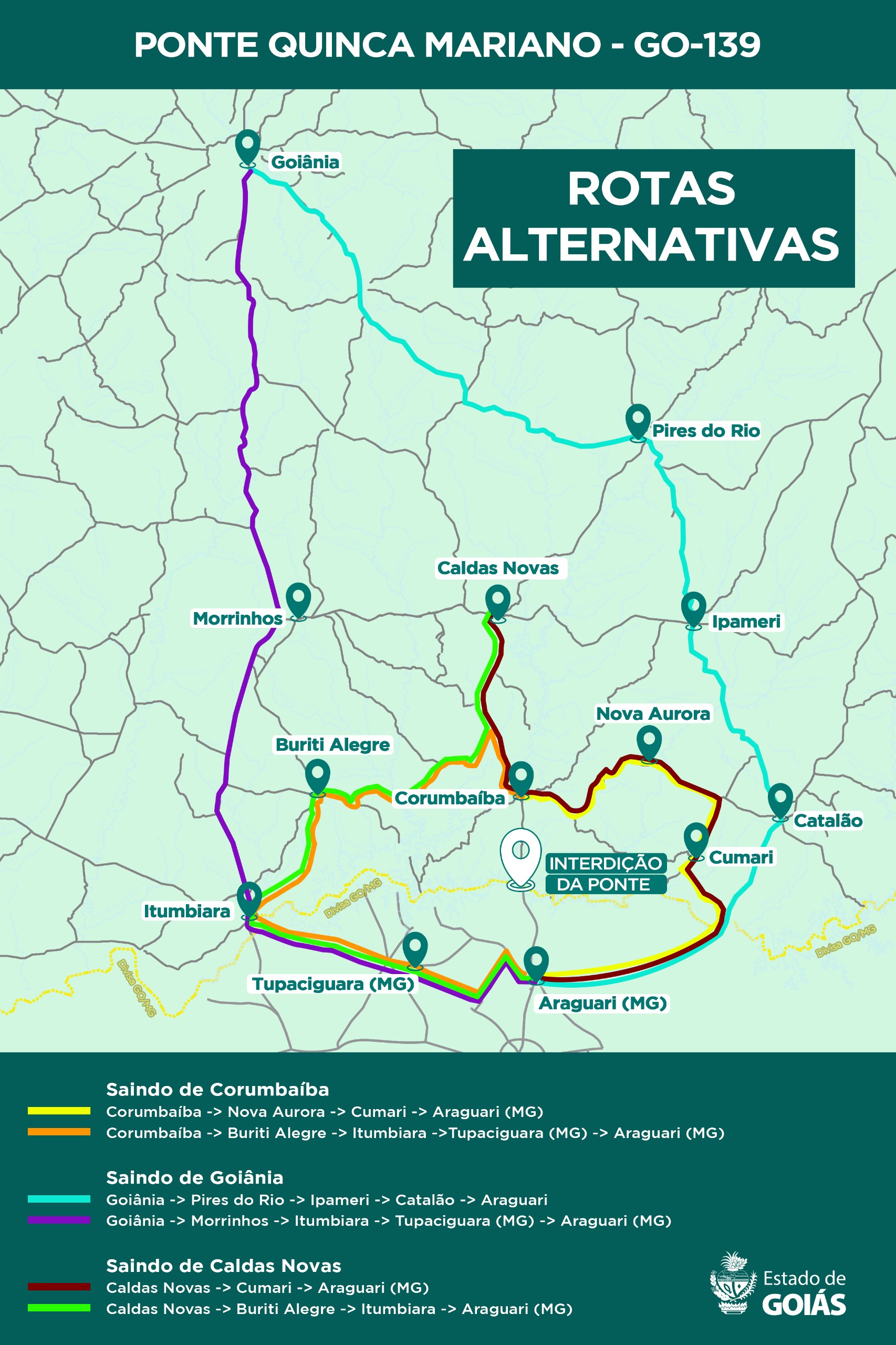 Obras na Ponte Quinca Mariano alteram trânsito entre Goiás e Minas; veja os desvios - Goinfra