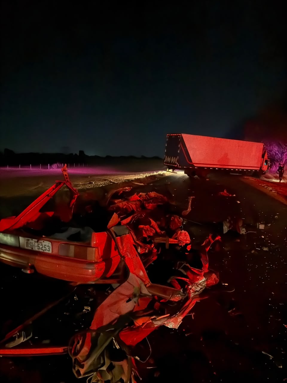 Batida entre caminhão e carro deixa quatro mortos na GO-139, em Vianópolis