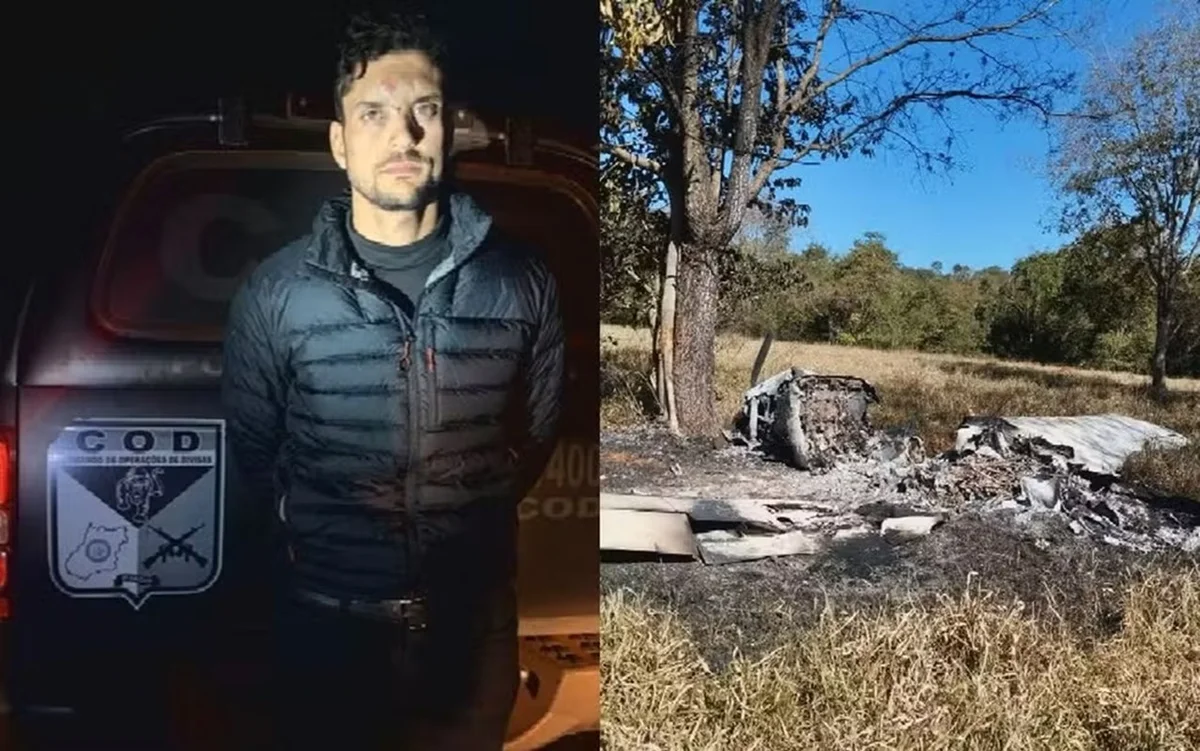 Piloto incendiou avião após pouso forçado para tentar destruir provas de carregamento com 343 kg de cocaína em Goiás