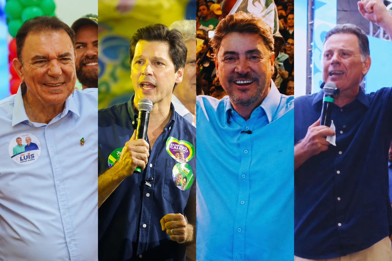 Luis Cesar Bueno (PT), Daniel Vilela (MDB), Wilder Morais (PL) e Marconi Perillo (PSDB).