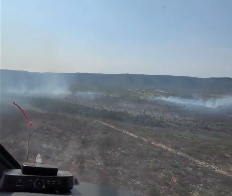 Bombeiros combatem incêndios em vegetação em três regiões de Goiás nesta quinta-feira (24)