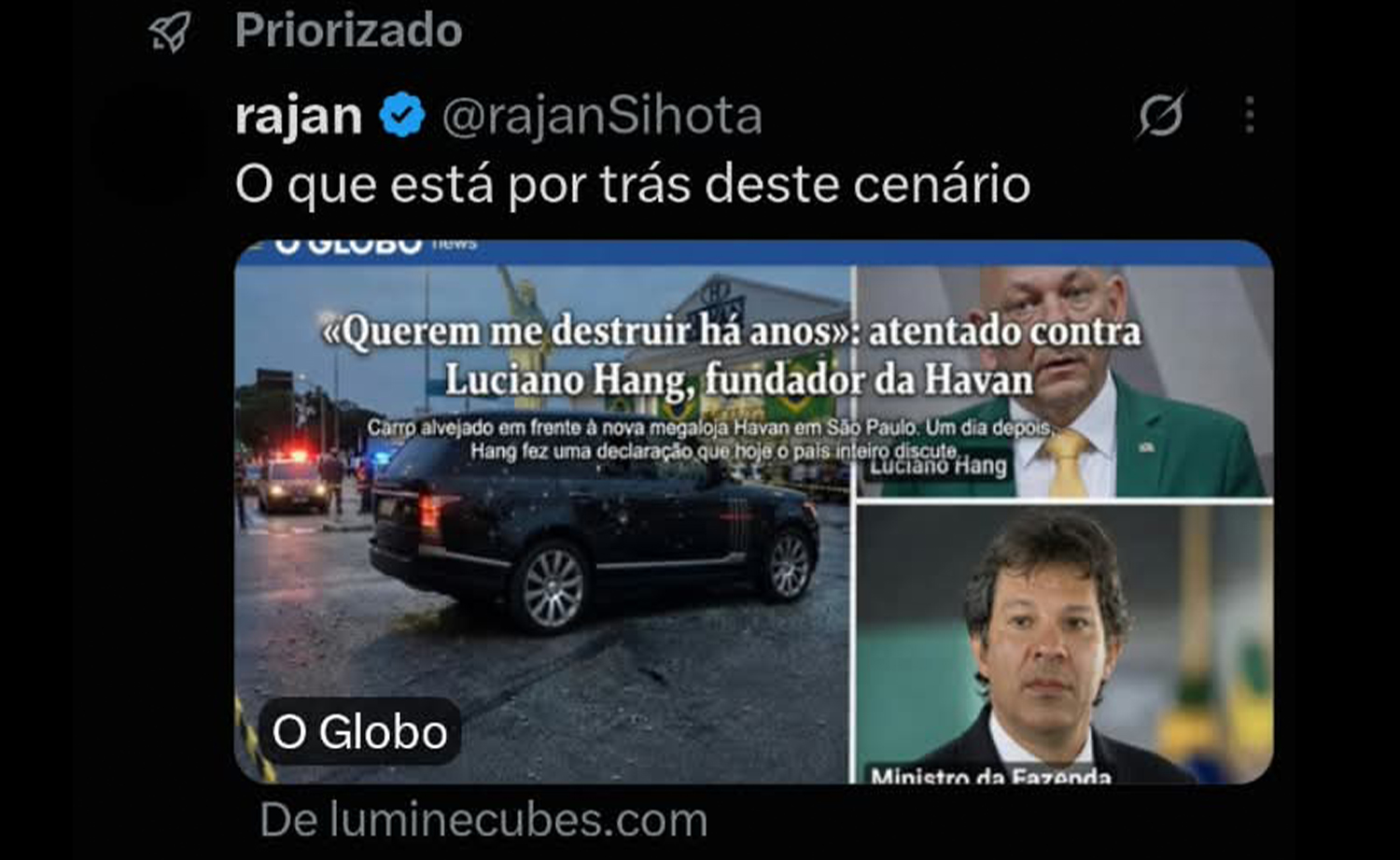 Rede Social exibe anúncios com falso atentado contra Luciano Hang