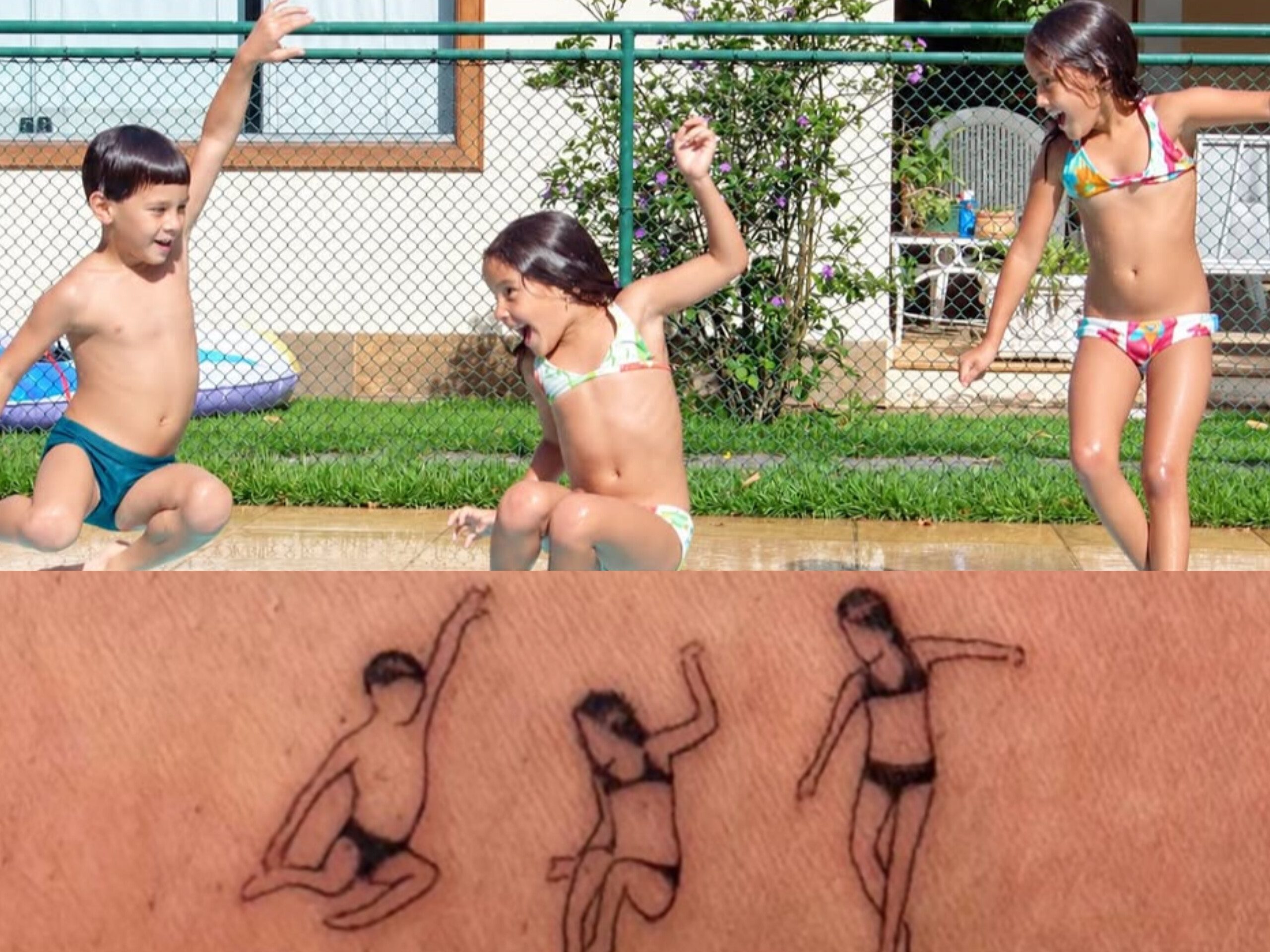 William Bonner tatua foto dos trigêmeos para celebrar aniversário de 29 anos dos filhos
