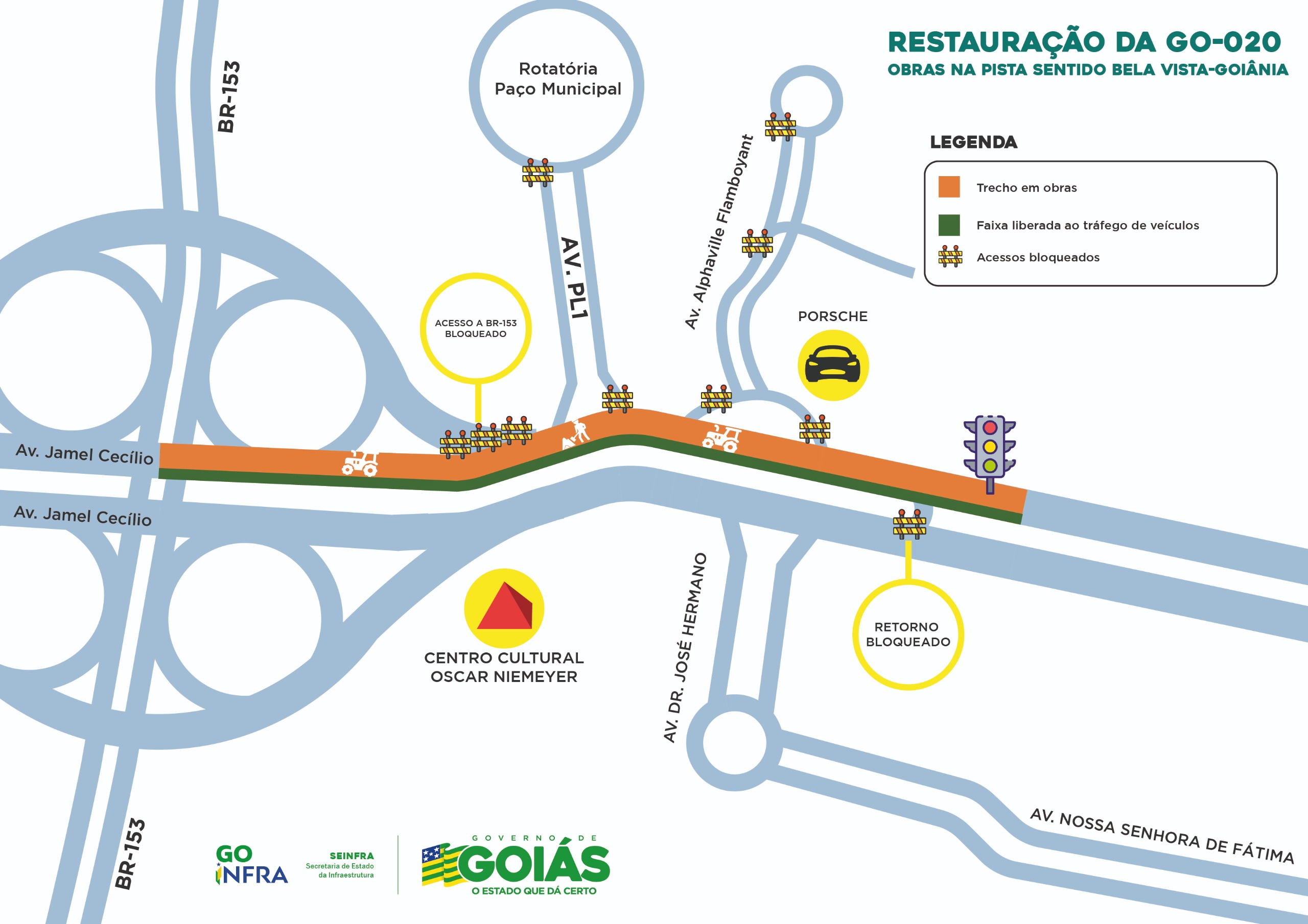 Obras na GO-020 exigem atenção redobrada dos motoristas; veja desvios - Goinfra