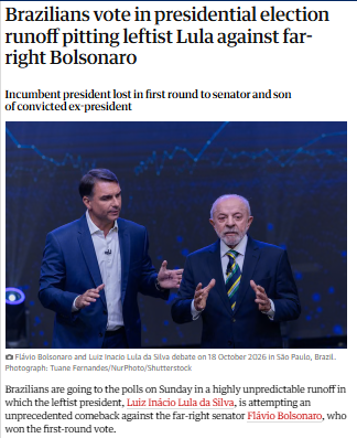 Imprensa internacional destaca disputa apertada entre Lula e Flávio Bolsonaro